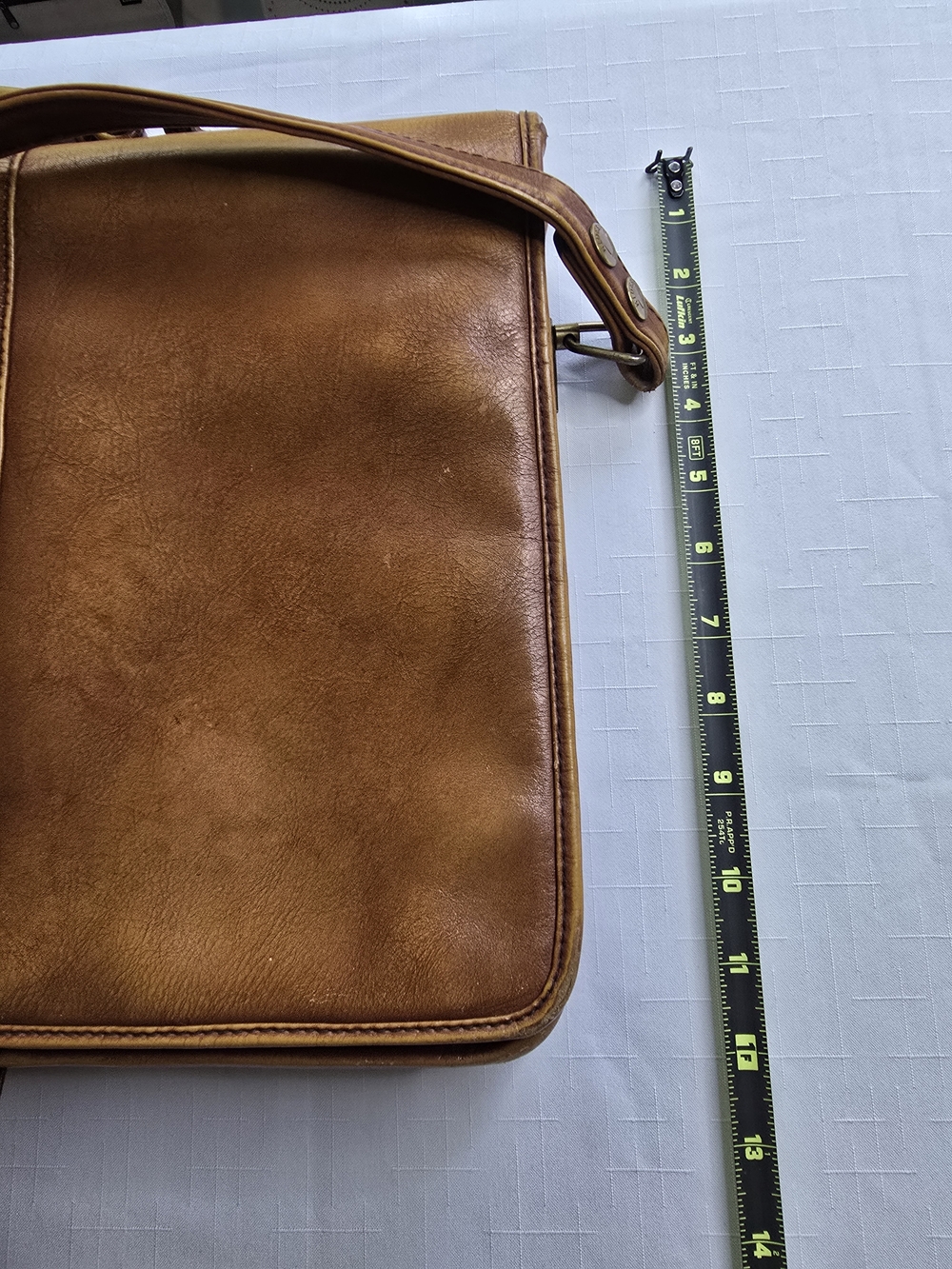 Premium Tan Leather Briefcase with Buckle Closure Office Business - Picture 4 of 9